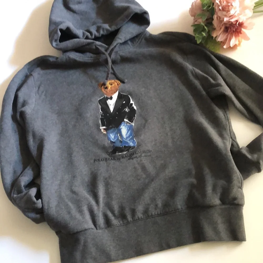 Ralph Lauren Polo Bear by RALPH LAUREN Gray Hoodie Tuxedo Bear Polo Bear